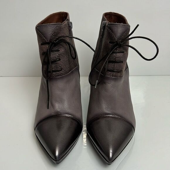 Hispanitas Leather Heeled Pointed Toe Side Zip Ankle Boots Size 38 - Picture 4 of 15